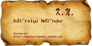 Károlyi Nándor névjegykártya